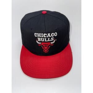 Vintage Chicago Bulls AJD Snapback Hat 90s NBA Jordan Black Red